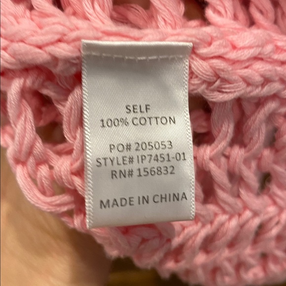 NWT BiBi Soft Pink Cotton crochet top size small - Picture 2 of 2